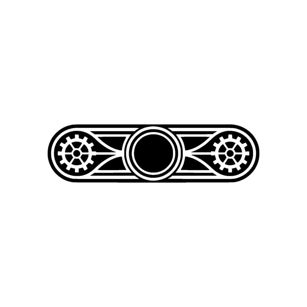 Geometric Gear Mechanism Illustration, Black White, Minimalist vector