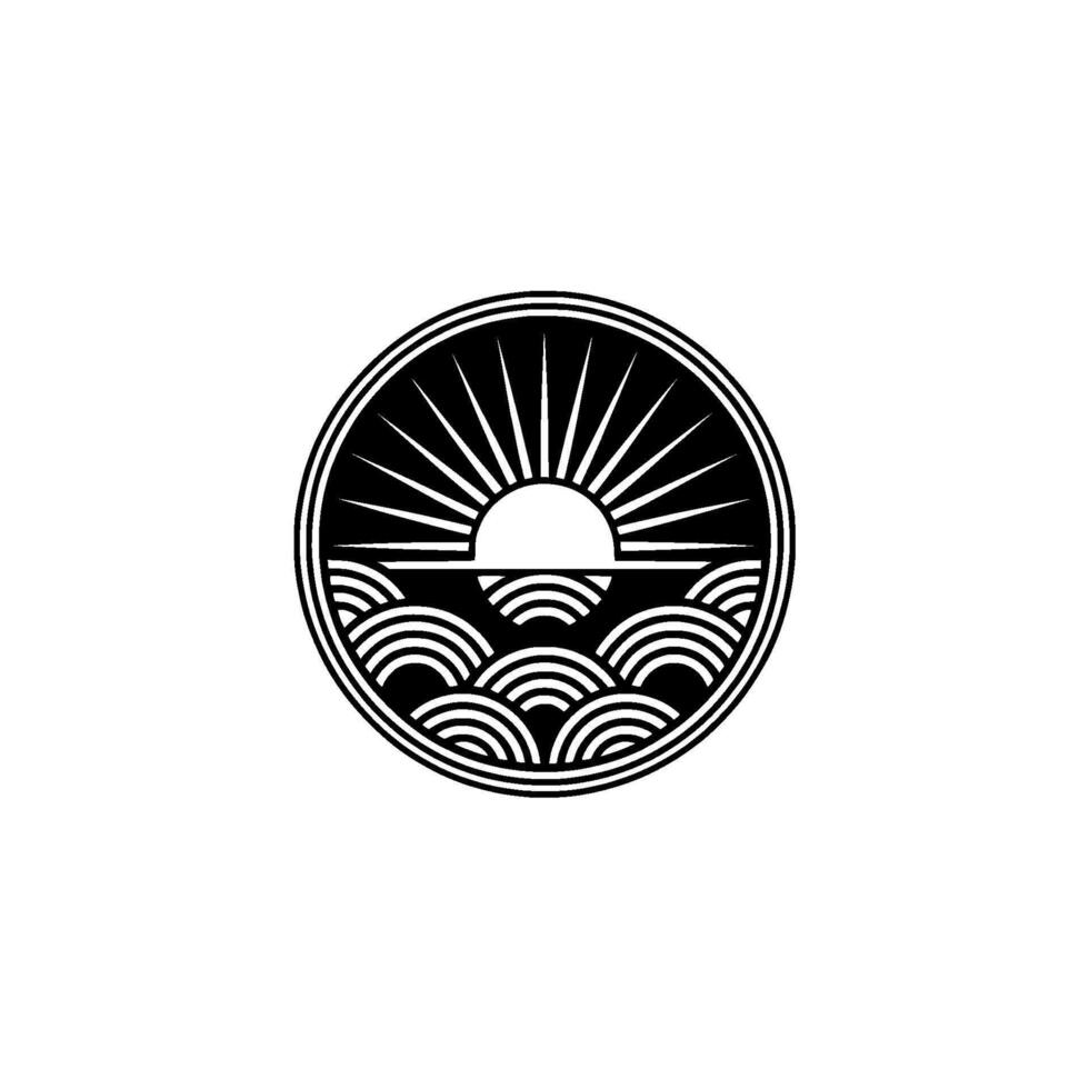 Geometric Sunset Black White, Minimalist, Abstract, Modern vector