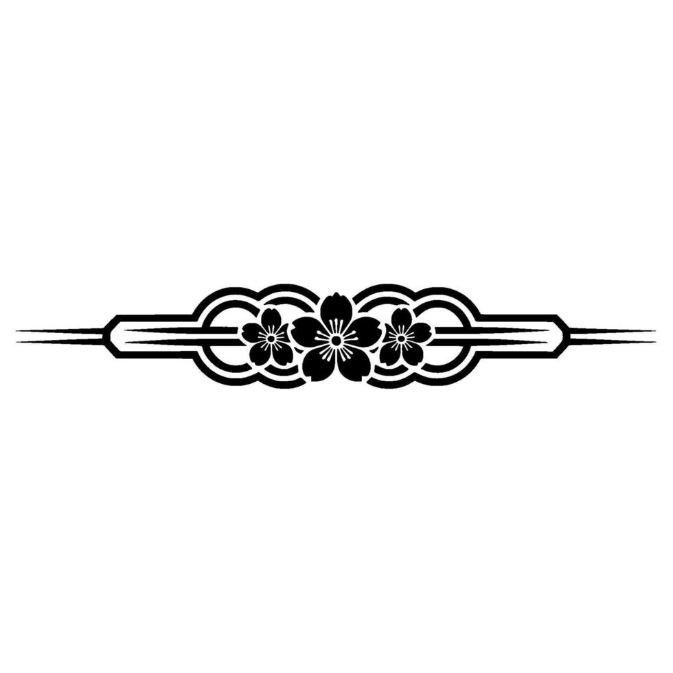 Elegant Black Sakura Floral Border on White Background vector