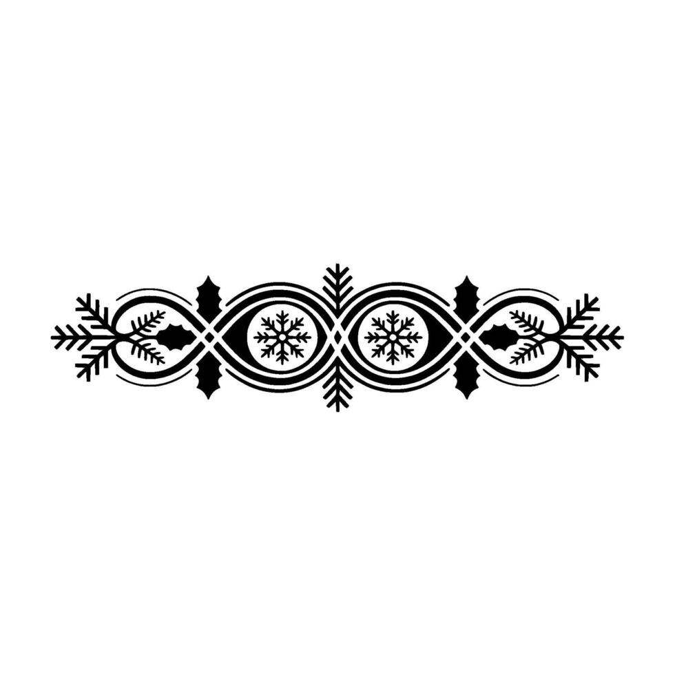 Elegant Black and White Winter Border Snowflake Foliage Ornament vector