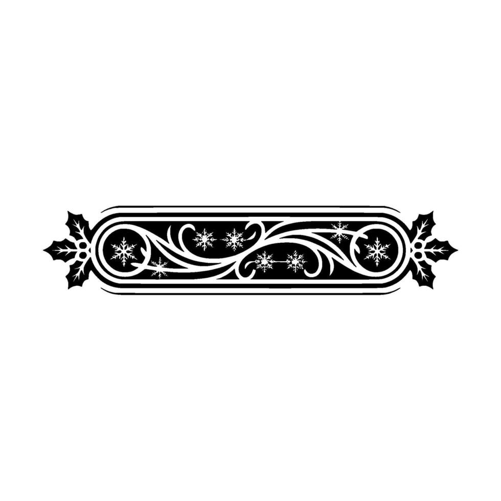 Elegant Snowflake Border in Black and White, Christmas Motif vector