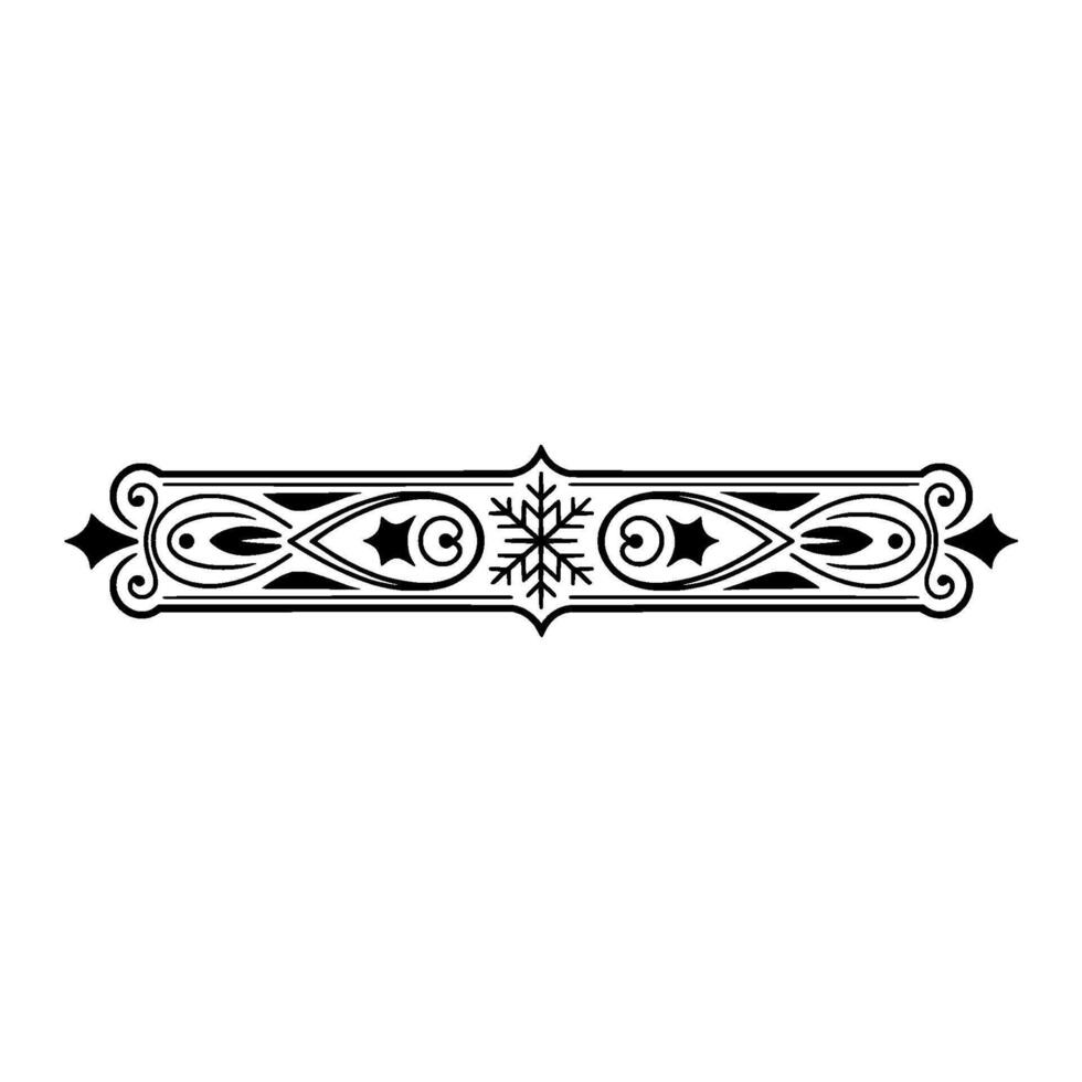 Elegant Black Ornament Snowflake Border on White vector
