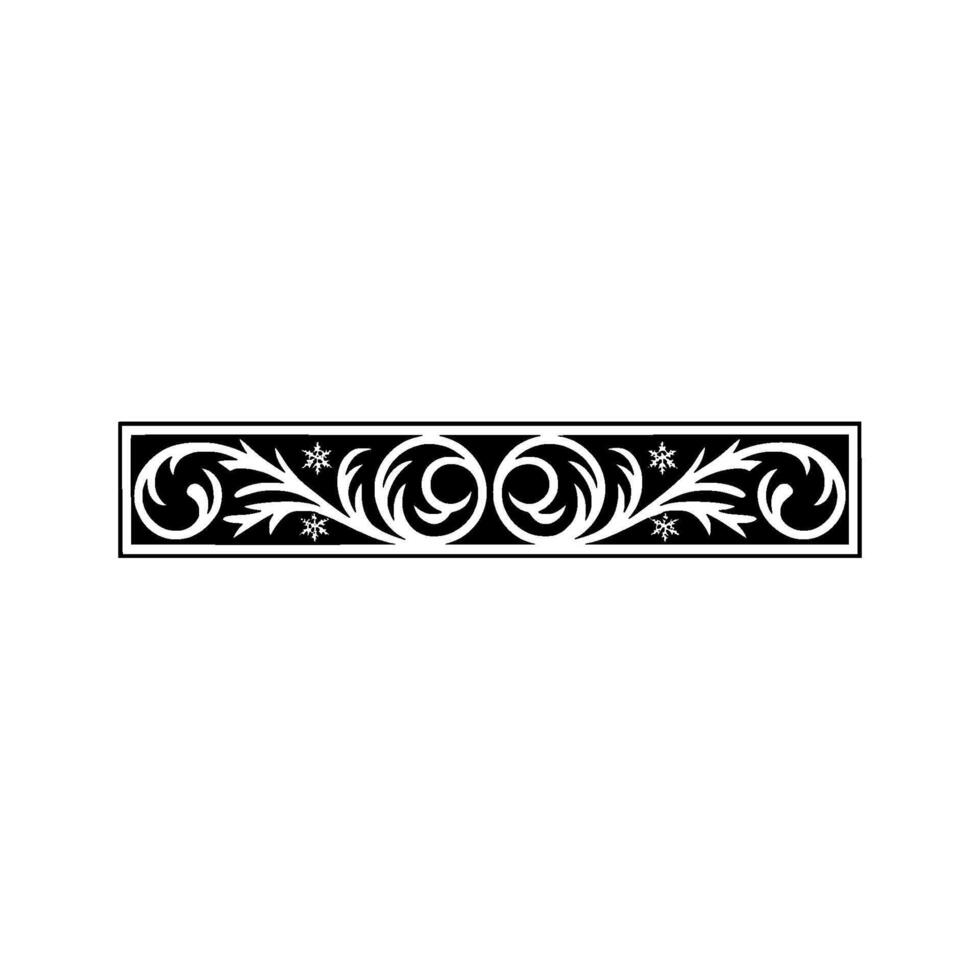 Elegant Black White Scrollwork Border with Snowflakes vector