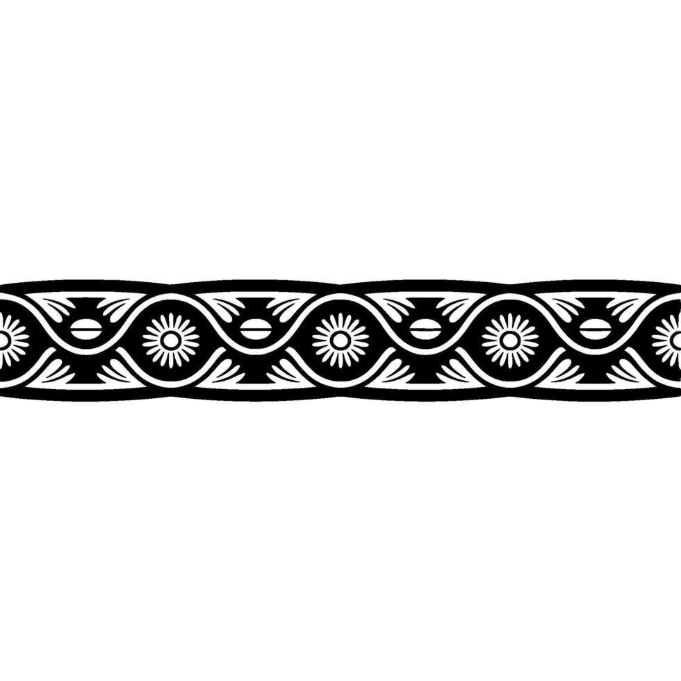 Ornate Black White Floral Border - Ornament vector