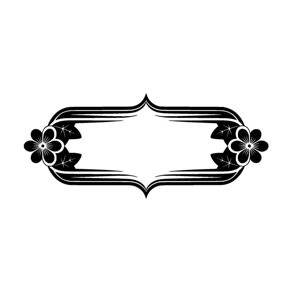 Elegant Floral Frame, Black and White, Decorative - Border vector