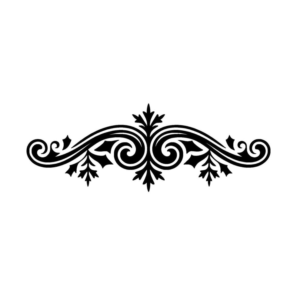 Elegant Black Floral Scroll Border on White Background - Ornament vector