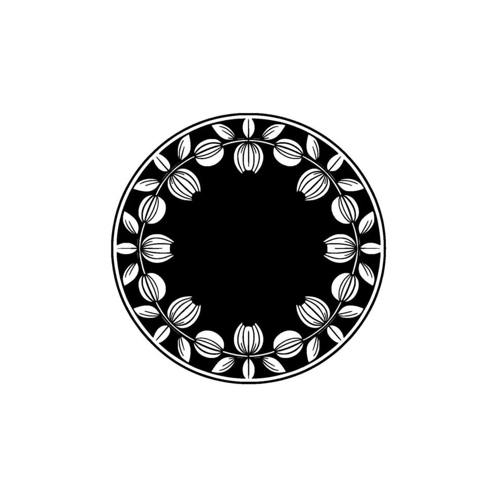 Elegant Circular Floral Frame on White Background - Circle vector