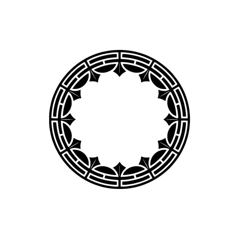 Minimalist Black Circular Ornamental on White Background vector