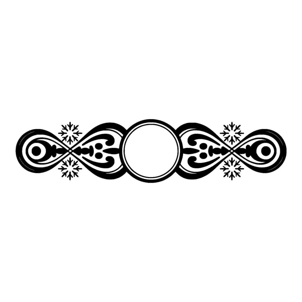 Elegant Black and White Ornamental with Circle Snowflakes vector