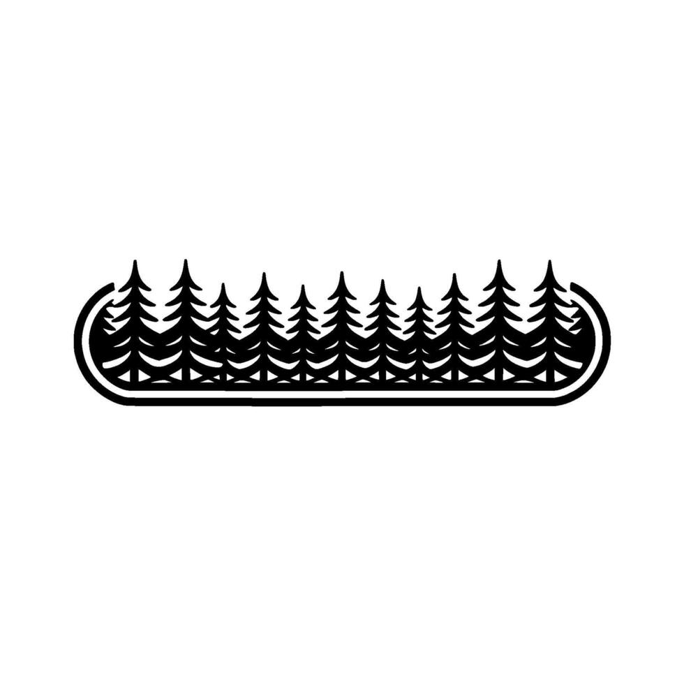 Minimalist Forest Silhouette in a Rounded Rectangle, Black White vector