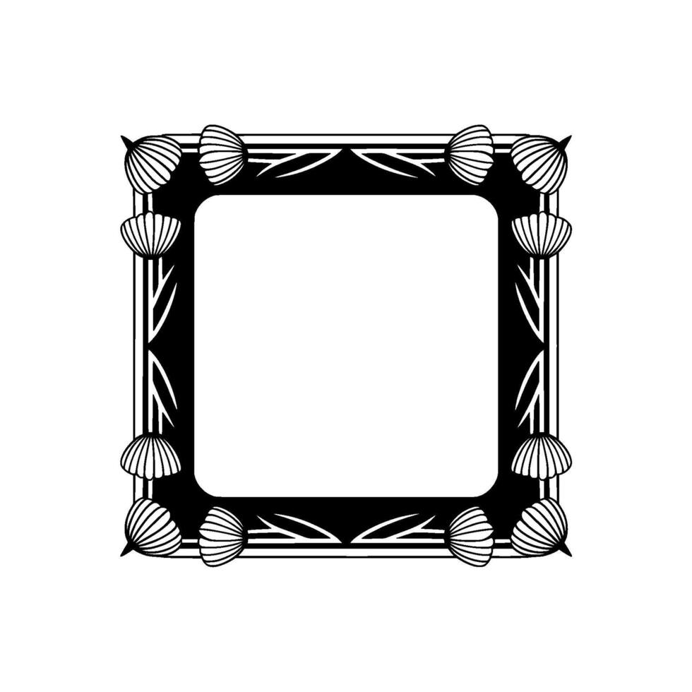 Art Deco Shell Border, Black and White Frame, Elegant vector