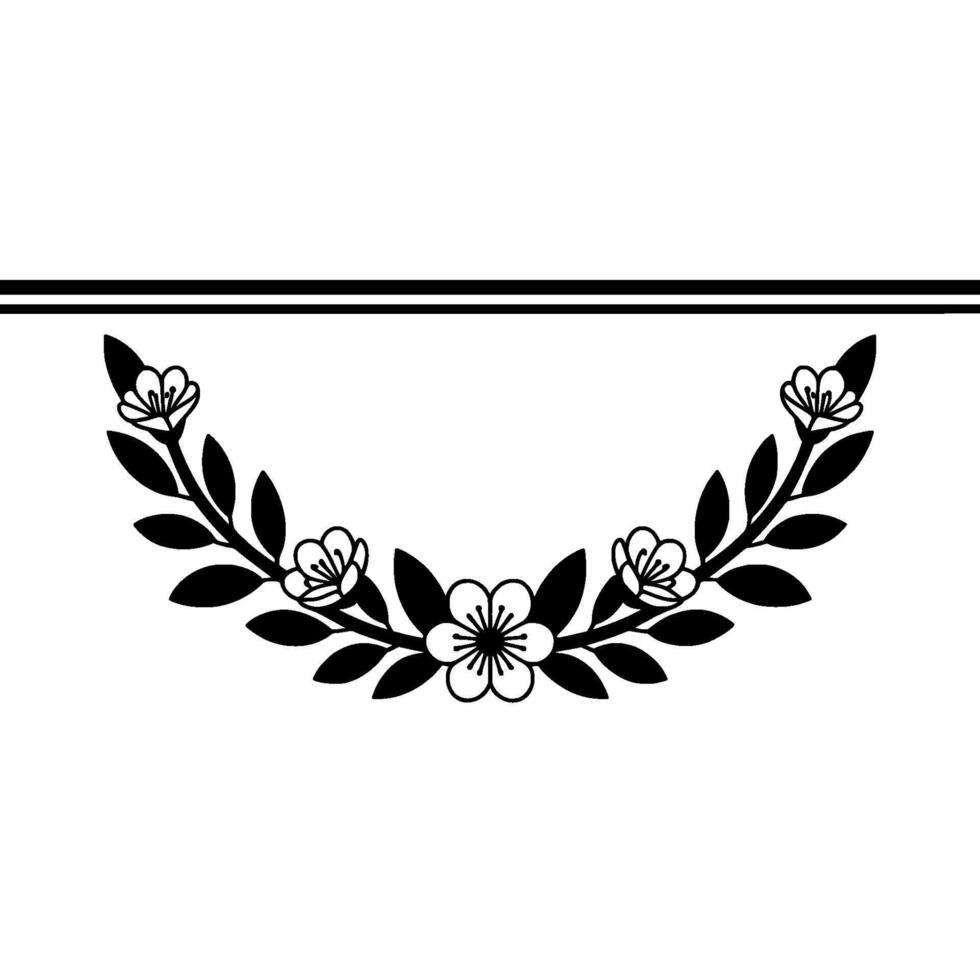 Minimalist Floral Wreath with Black Leaves and Blush Flowers vector
