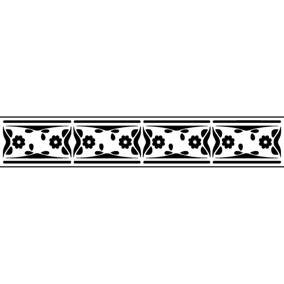 Elegant Black Floral Border Pattern on White Background - Flowers vector