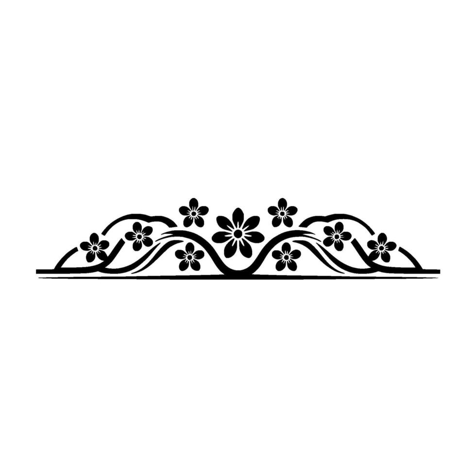 Elegant Floral Border, Black on White, Decorative Element - Simple vector
