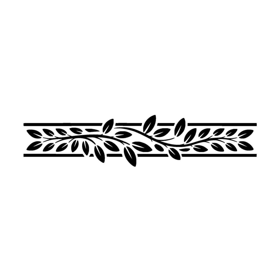 Minimalist Foliage Border Element, Black White vector