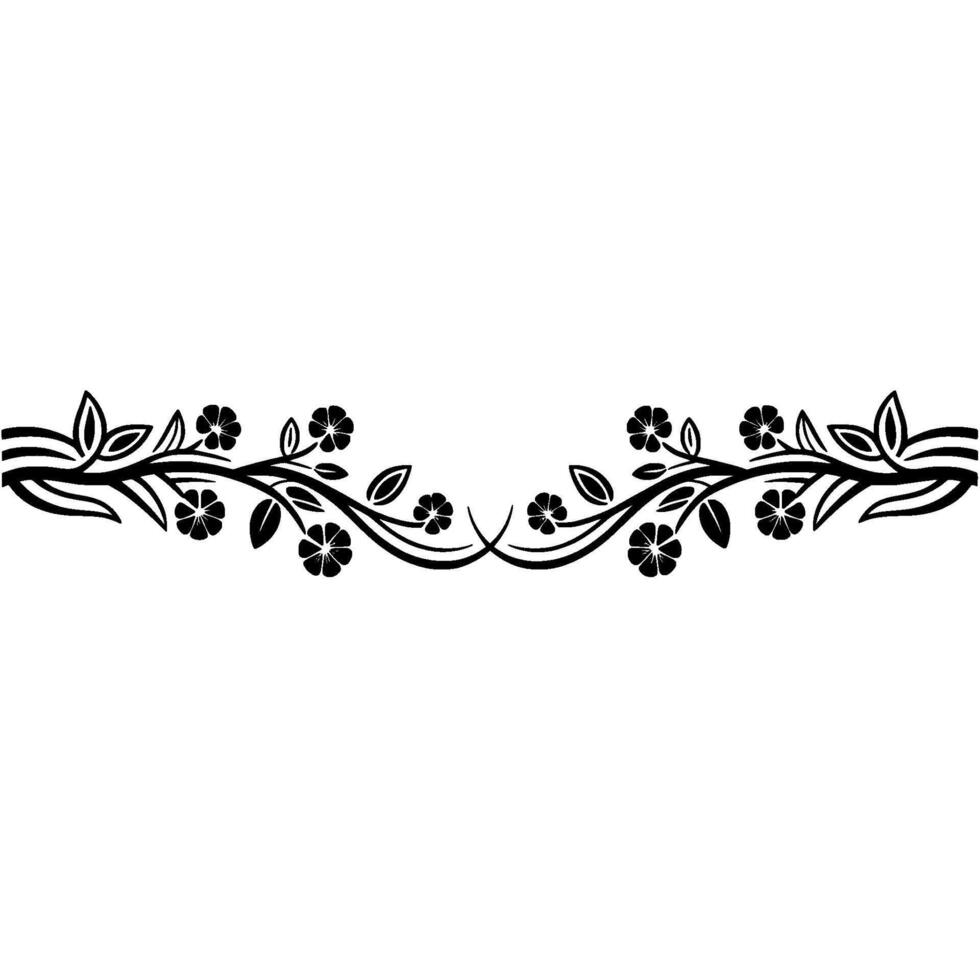 Elegant Floral Border, Black and White, Minimalist - Flourish vector