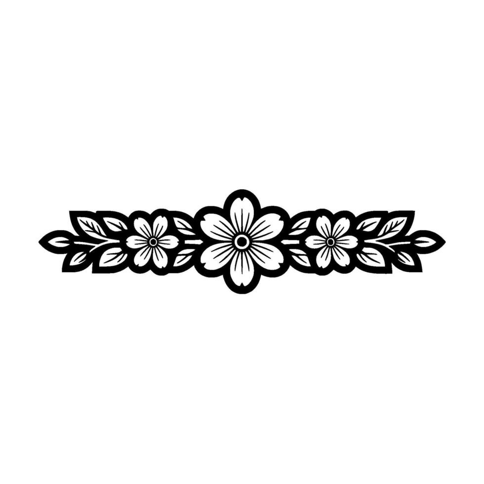 Minimalist Floral Ornament Black and White - Symmetrical vector