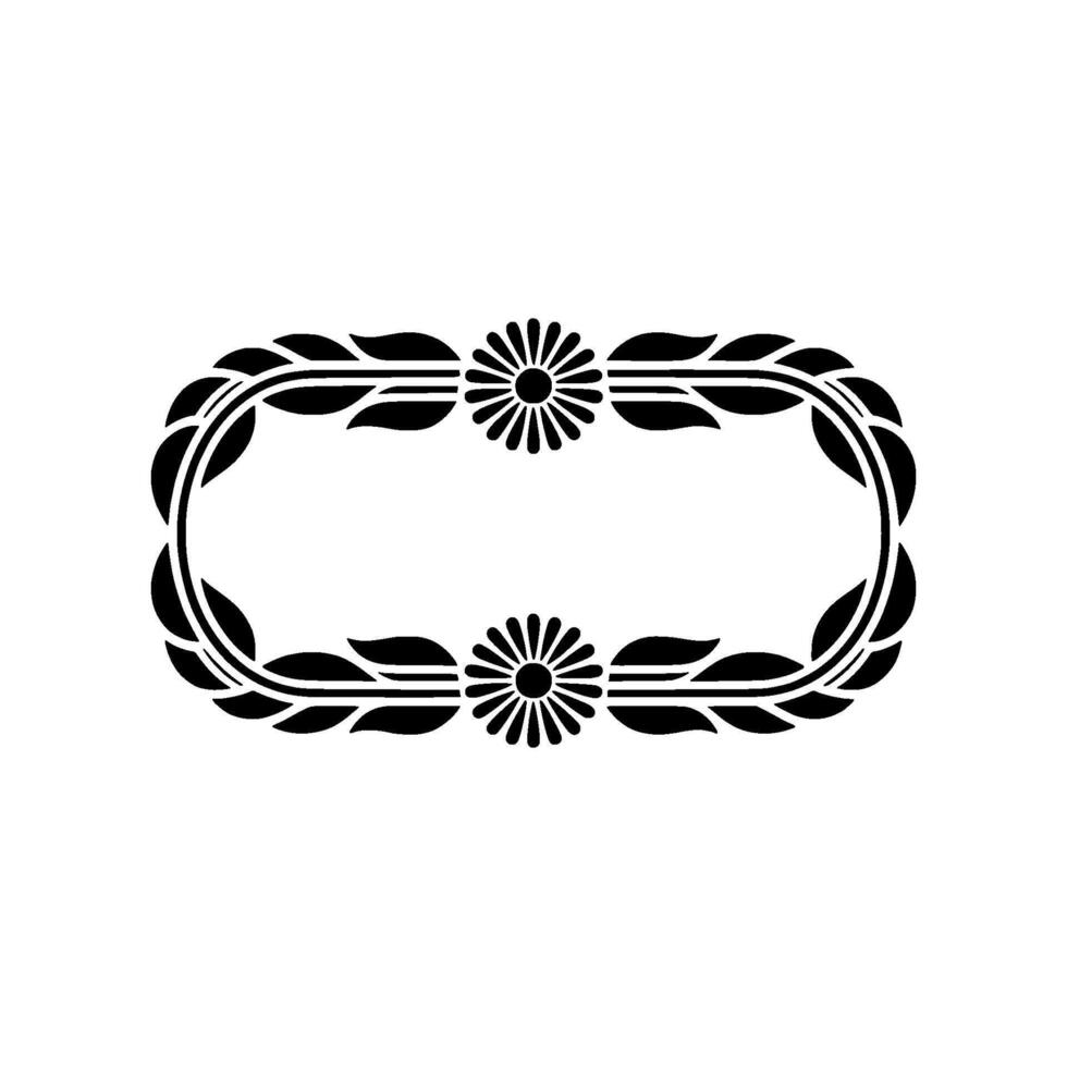 Elegant Black Floral Frame on White, Decorative Border - Symmetrical vector