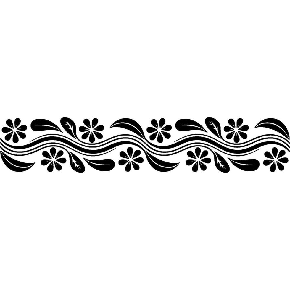 Elegant Black Floral Border, on, White Background. vector