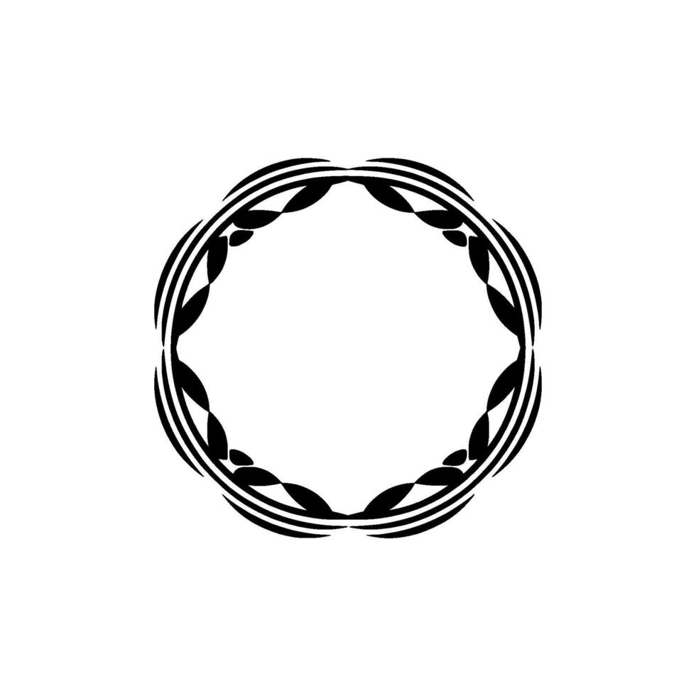 Geometric Black White Circular Ornament on White Background, Minimalist vector