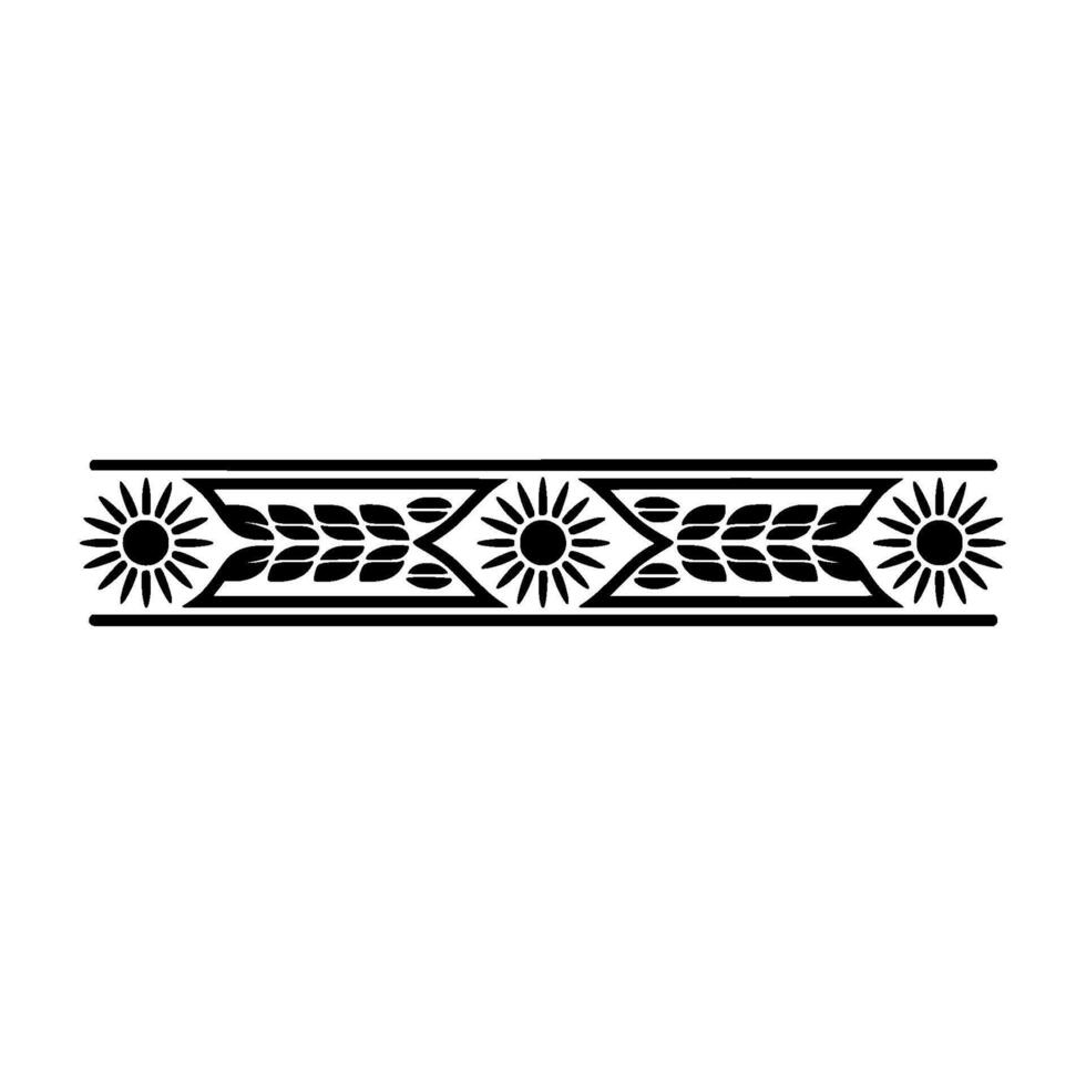 Elegant Black and White Ornamental Border with Sunbursts Leaves vector