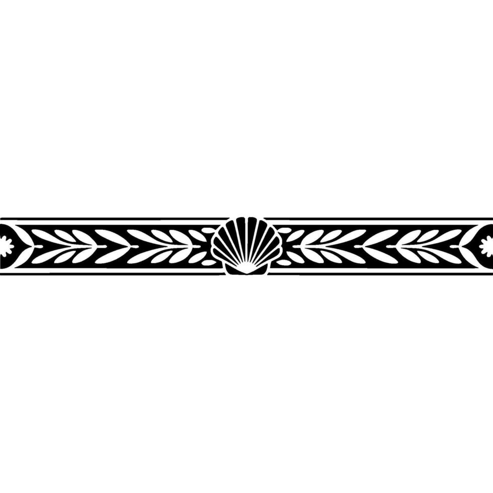 Elegant Black White Border with Shell and Leaf Motif vector