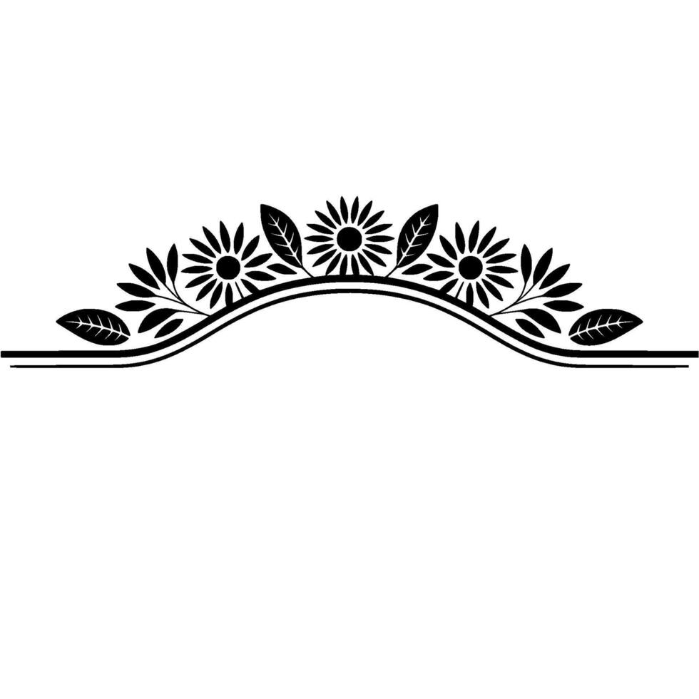 Elegant Floral Border in Black White, Element vector