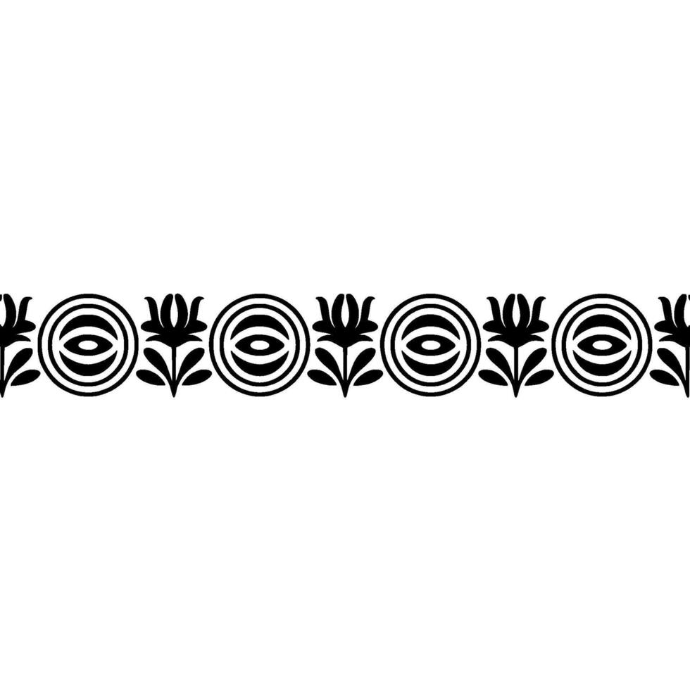 Minimalist Black Floral Border, Repeating Pattern on White vector