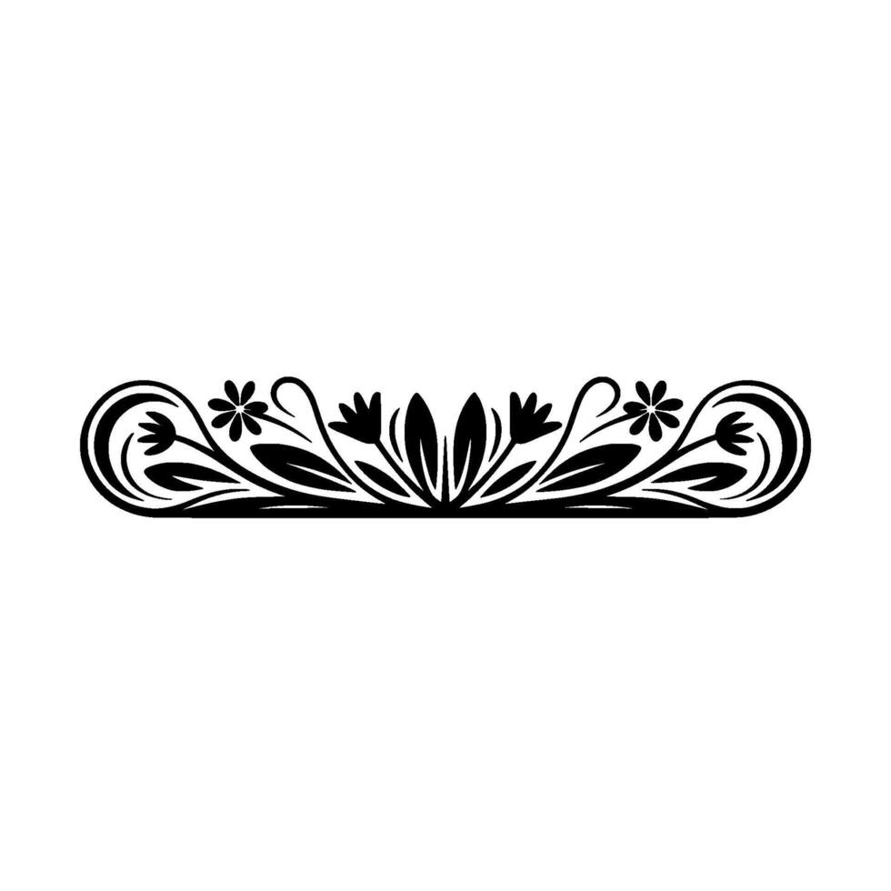 Elegant Black Floral Divider on Gradient Background - Decorative vector