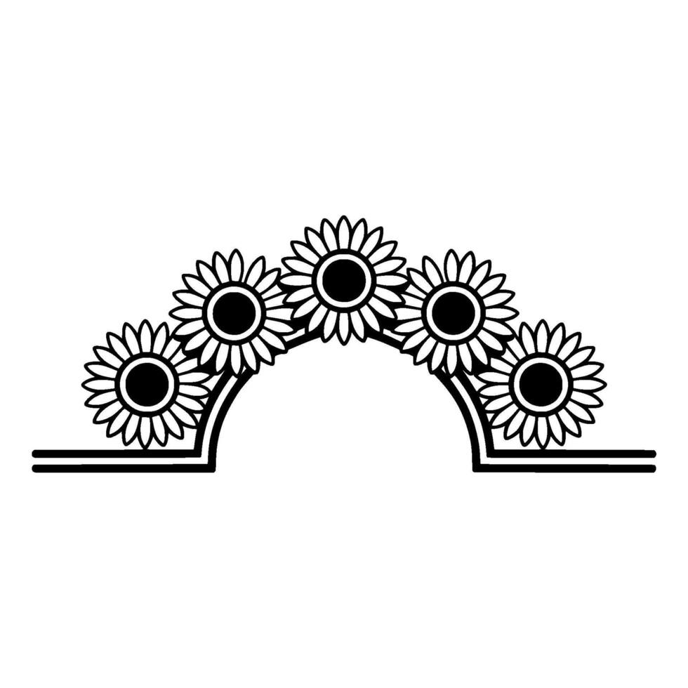 Simple Sunflower Arch, Black and White Floral vector