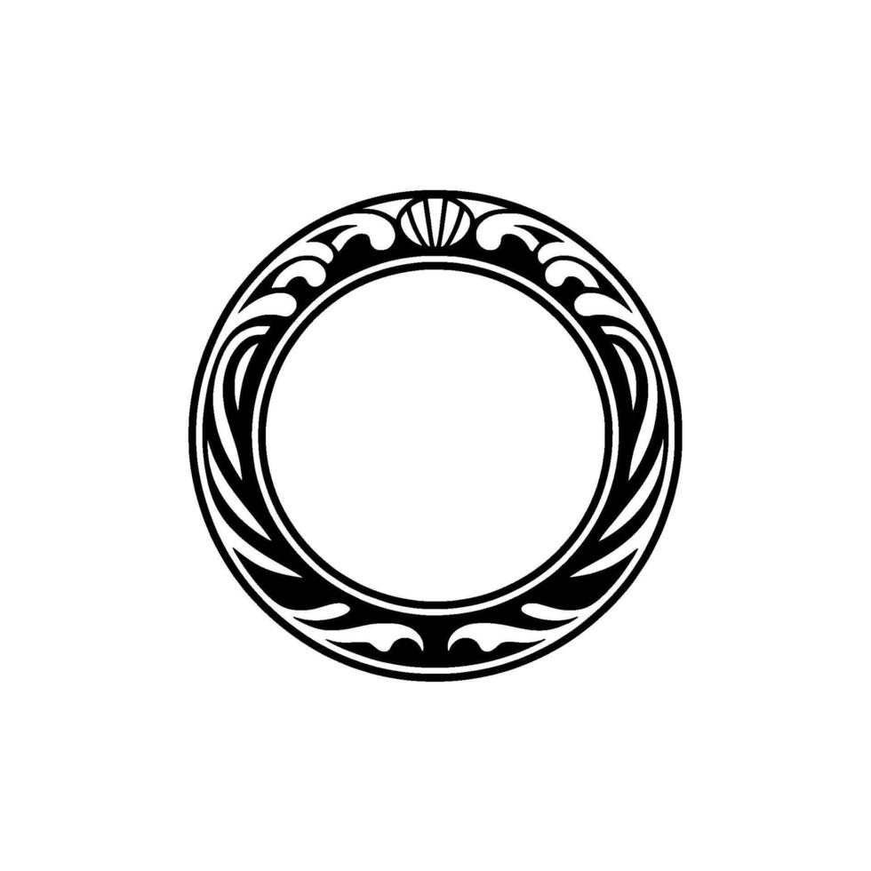 Art Nouveau Circle Frame, Black and White Decorative vector