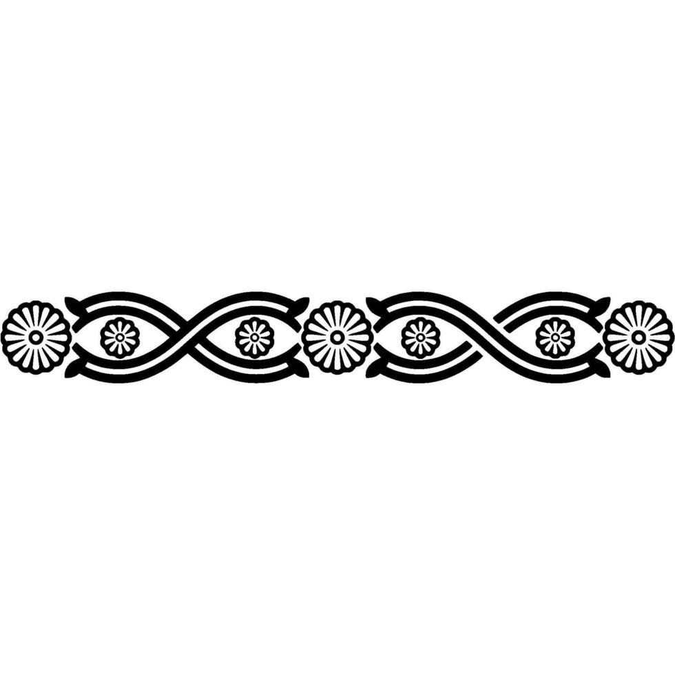 Elegant Floral Border, Black and White, Geometric vector