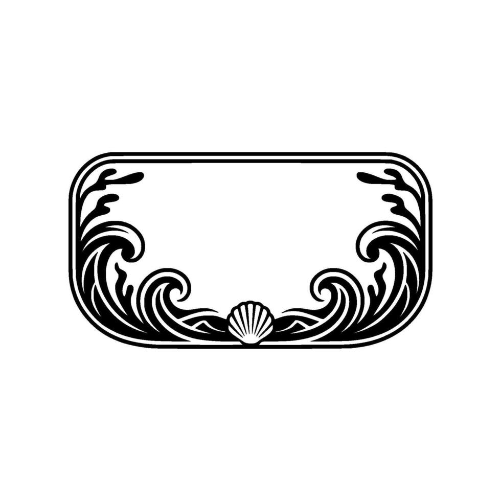 Elegant Coastal Frame Sea Wave and Shell vector