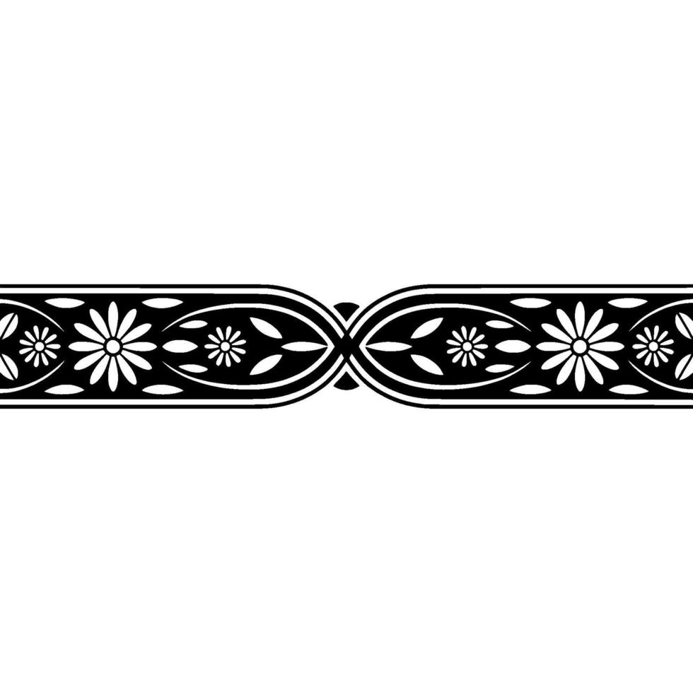 Elegant Floral- Border, Black and, White Ornament vector