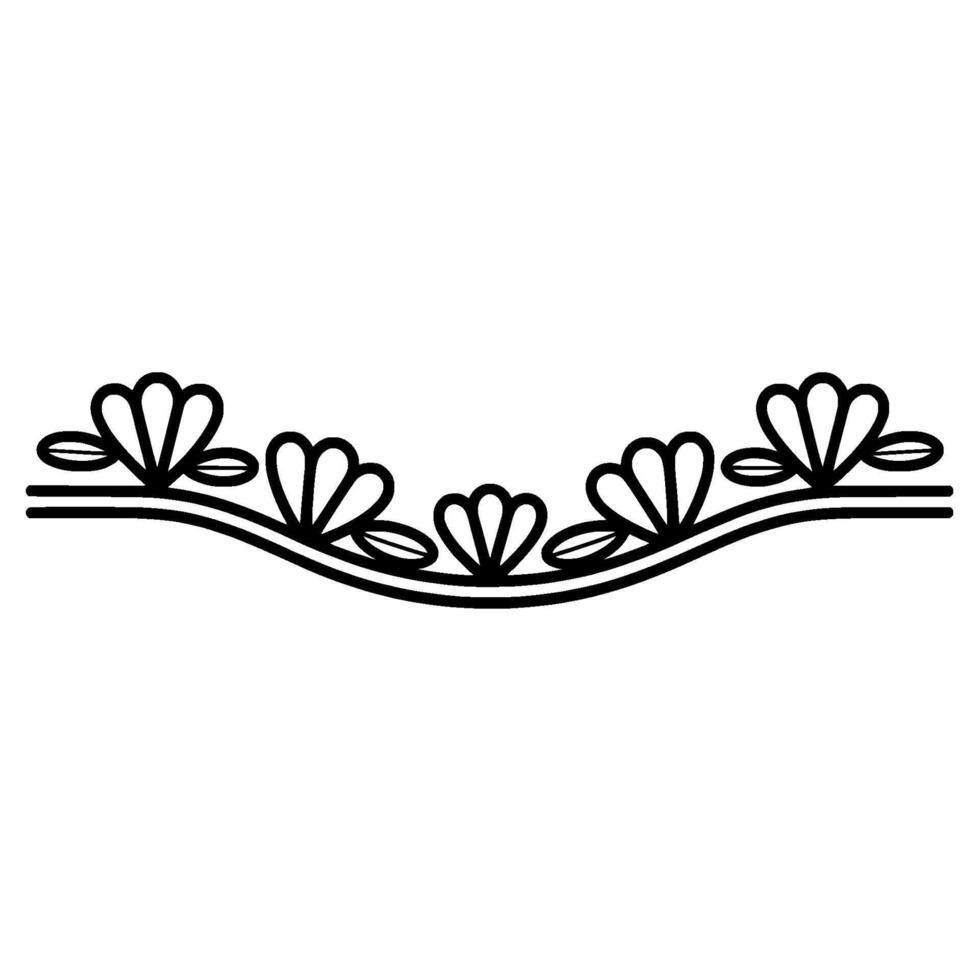 Floral Line Border, Black and White, Elegant vector