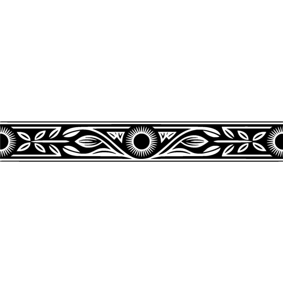 Ornamental Floral Border in Black and White, Decorative Motif vector