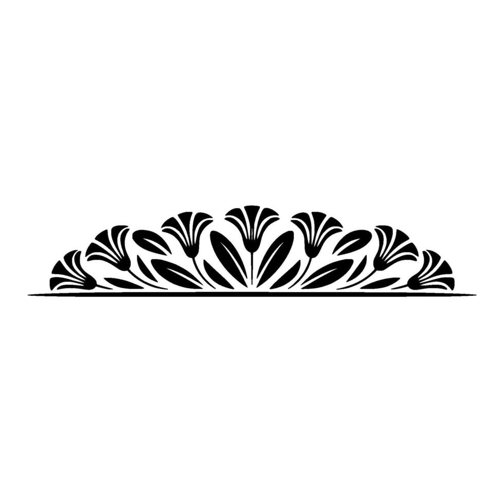 Elegant Black Floral Semicircle - Decorative Element, Illustration vector