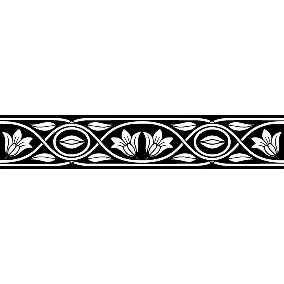 Elegant Black and White, Floral- Border vector