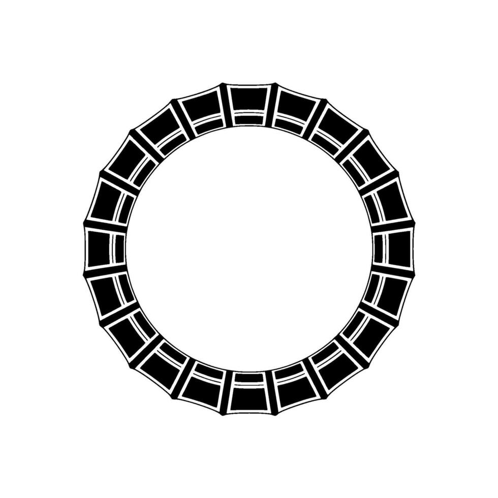 Art Deco Geometric Circular Frame, Black and White Element vector