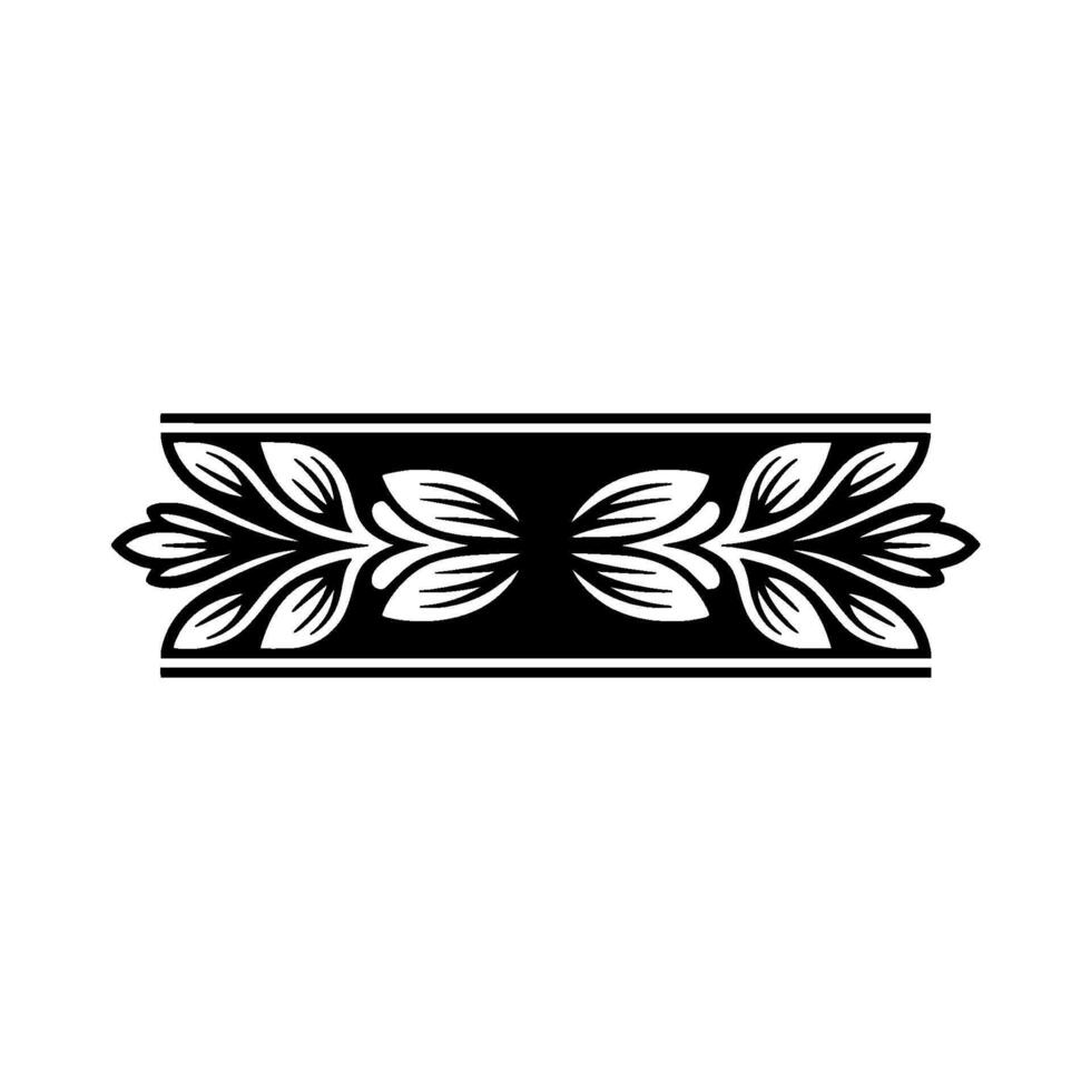 Elegant Black and White Floral Border Element on White vector