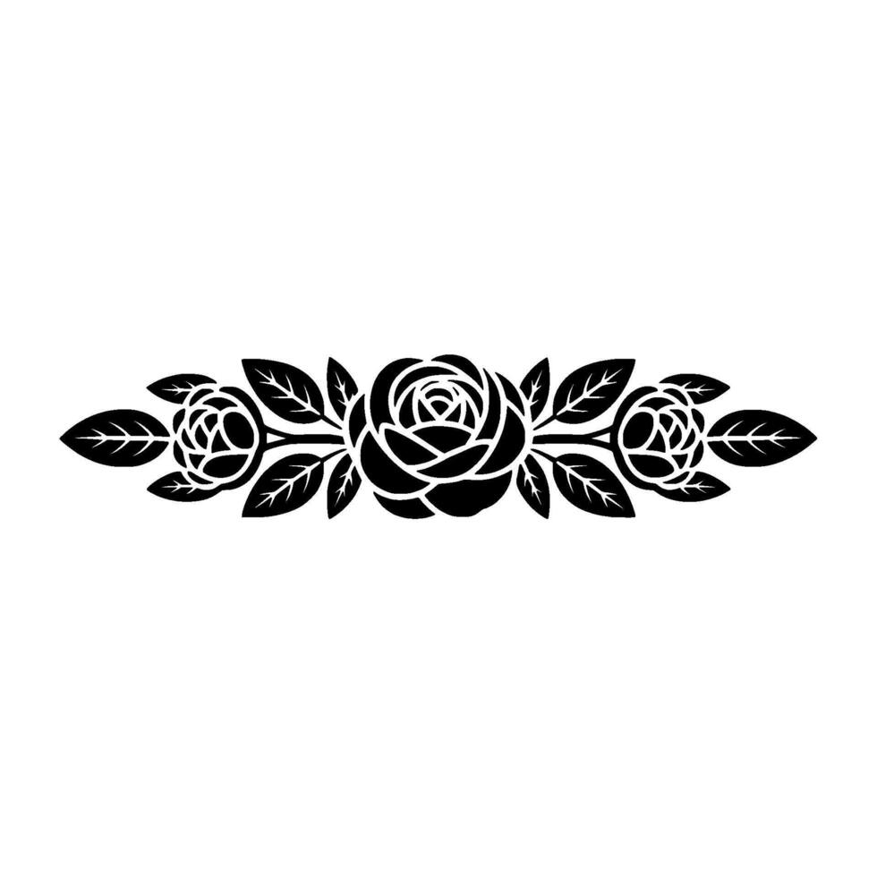 Elegant Black Rose Floral Border vector