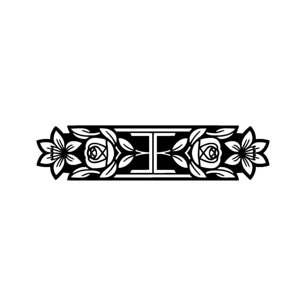Elegant Art Deco Floral Border, Illustration vector