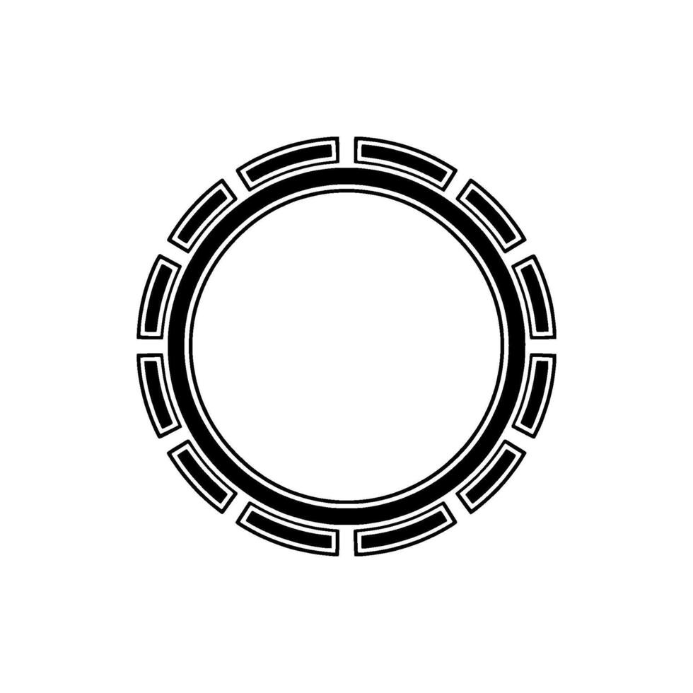 Minimalist Black Geometric Circle Frame on Gray Background vector