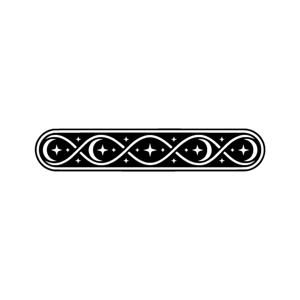 Celestial Ornament Monochrome Star and Moon Border vector