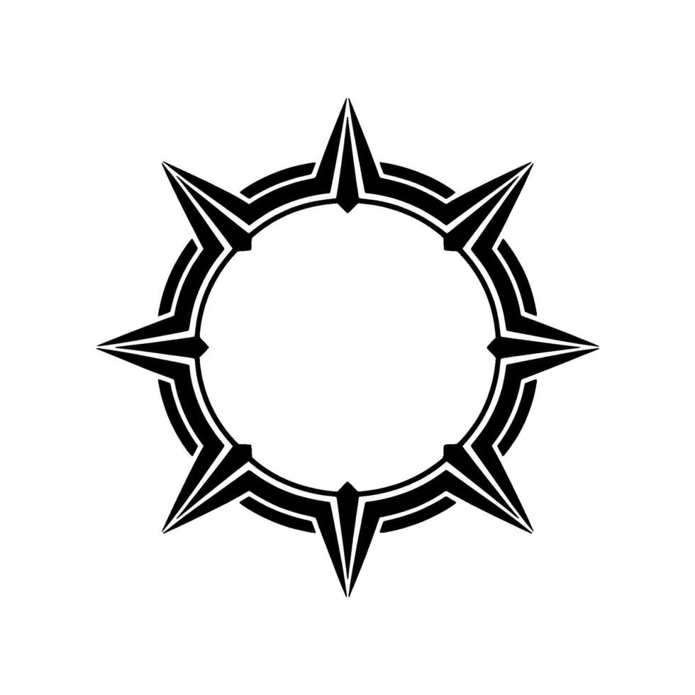 Geometric Compass Rose Emblem, Minimalist Black White vector