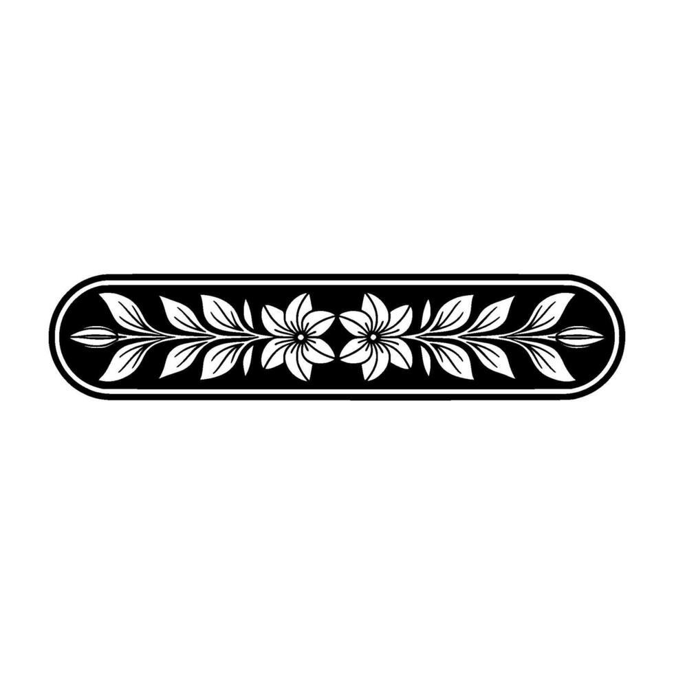 Elegant Floral Border, Black White Decorative Element - Ornament vector