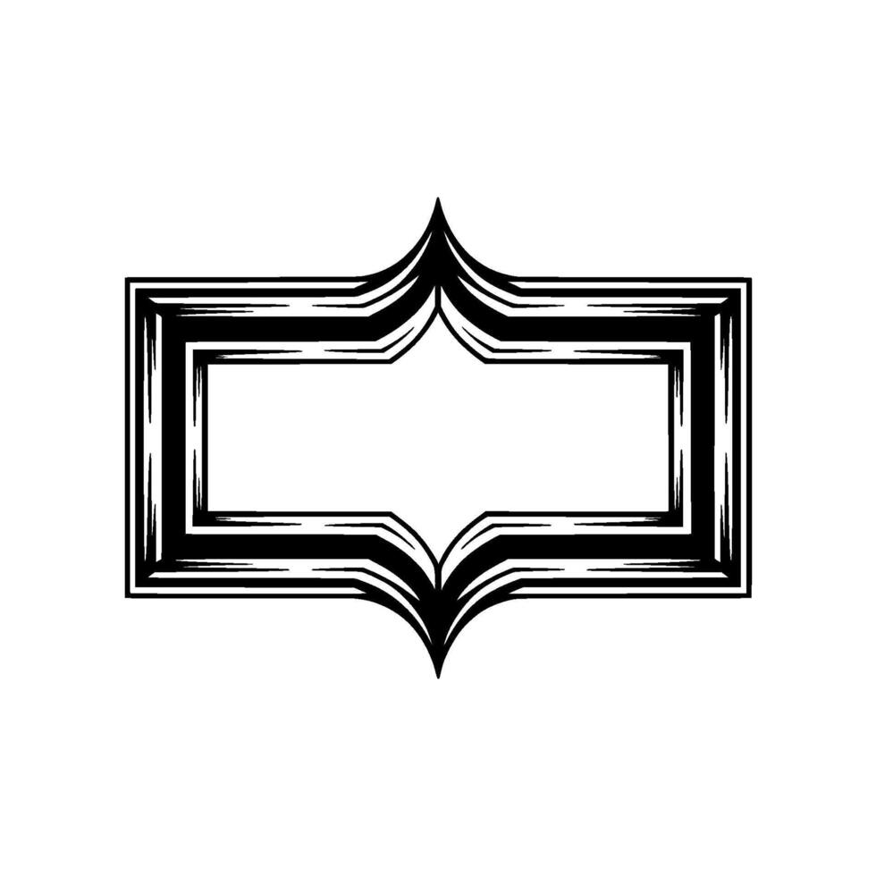 Black White Ornate Label Frame on White Background vector