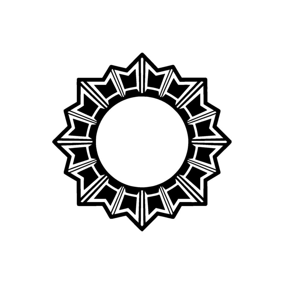 Geometric Black and White Sunburst Emblem on White Background vector