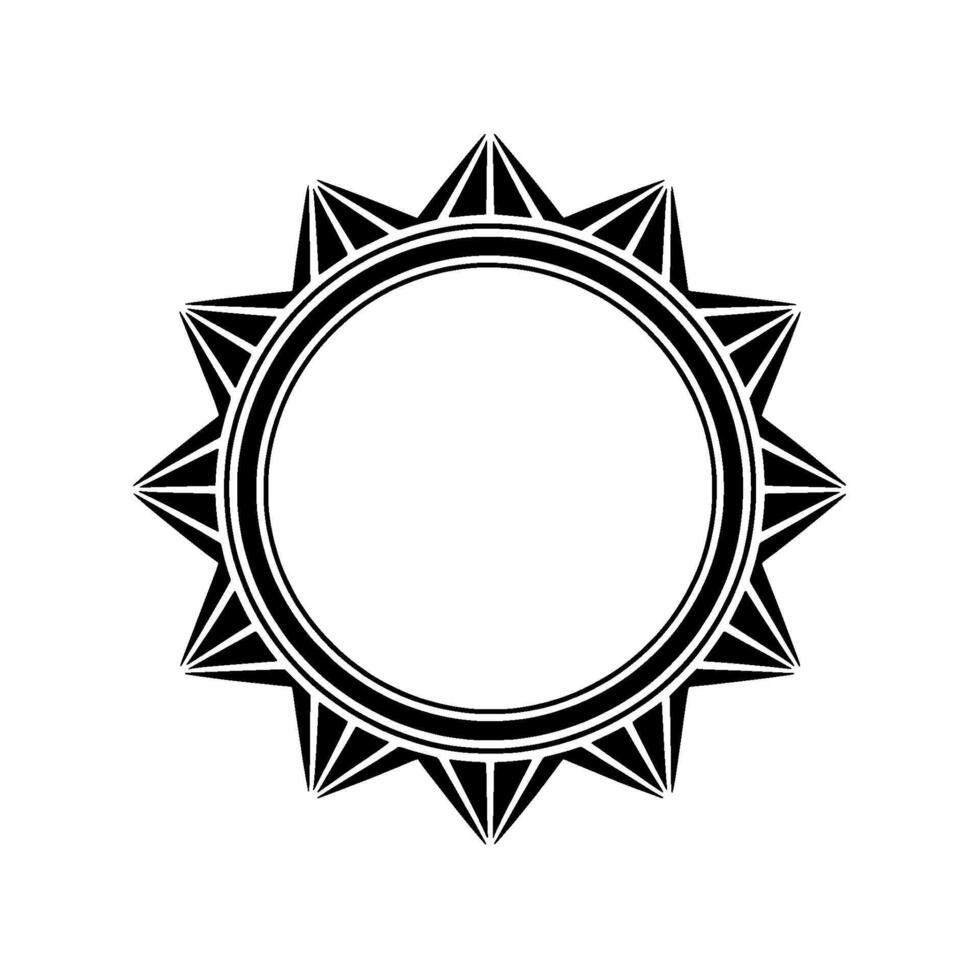 Geometric Sunburst Black White Decorative, Circle Frame vector