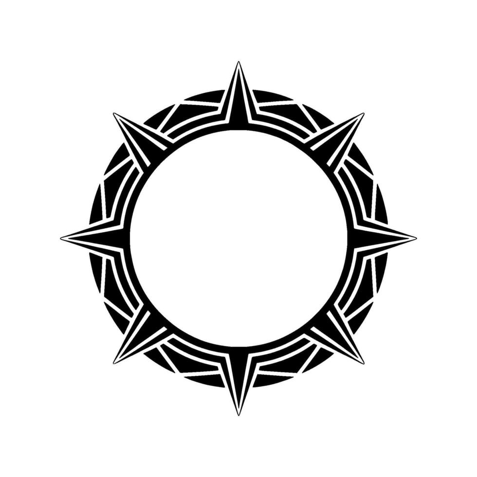 Geometric Starburst Circle Emblem on White, Minimalist vector